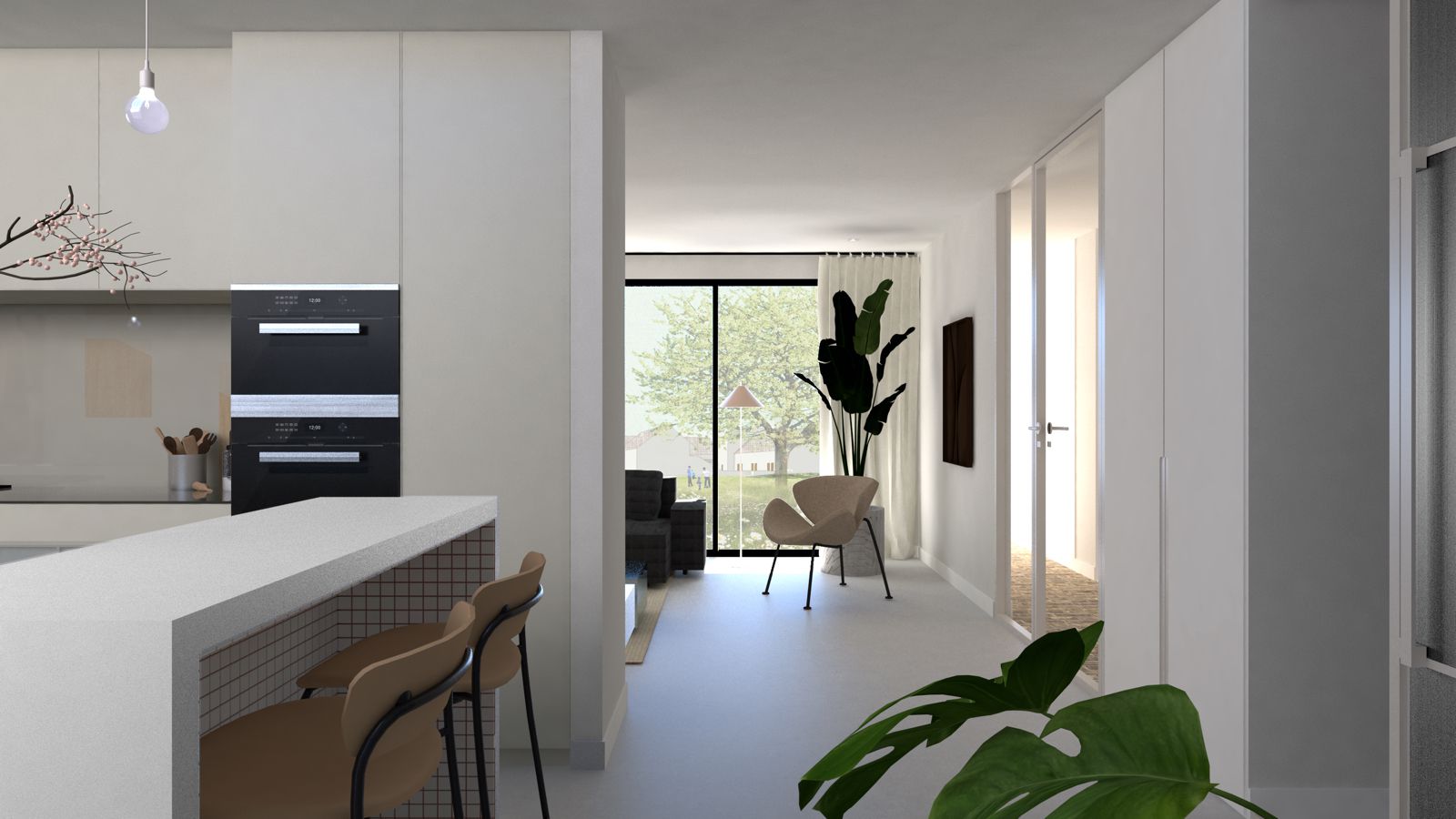 woonkamer in schuurwoning